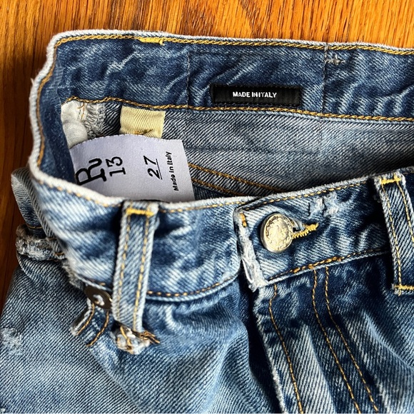 R13 Straight Leg Distressed Denim - Picture 2 of 5